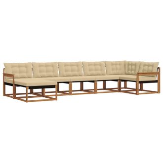 vidaXL Conjunto De Sof&aacute;s De Exterior Con Coj&iacute;n 7 Pcs Natural Y Beige Vidaxl