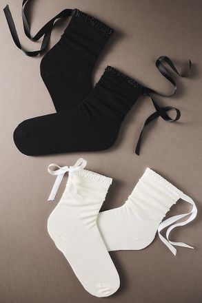 High Heel Jungle Lara Satin-Trim Cotton Socks, Set of 2