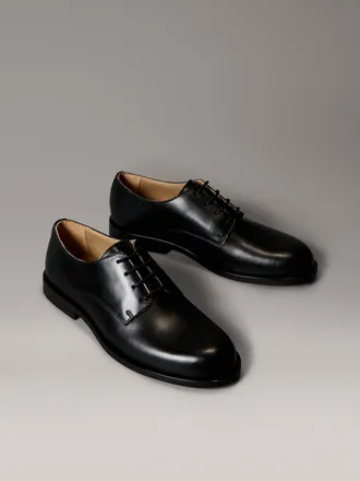 Calvin Klein Schn&uuml;rschuh CALVIN KLEIN ESS RUBBER DERBY LTH, Herren, Gr. 40, schwarz, Leder, unifarben, Schuhe Schn&uuml;rschuh, Anzugschuh, Business-Schn&uuml;rer, Klassik-S