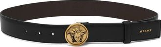 Versace Leren Riem 3.5 cm - unisex - Riemen - Zwart - 90 CM - Leer - Accessoires