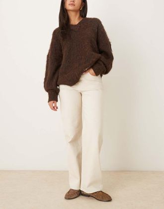 Arket Coral - Jeans a vita alta taglio comodo color bianco sporco