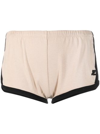 Courr&egrave;ges contrasting-trim logo shorts - women - Cotton - S - Neutrals