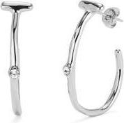 UNOde50 Sterling Silver-Plated Hoop Earrings with White Topaz at Nordstrom