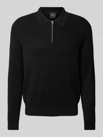 A|X Armani Exchange Strickpullover mit Umlegekragen in Black, Größe S