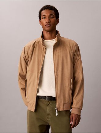 Calvin Klein Mens Faux Suede Raglan Jacket - Brown - L