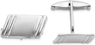 Diamond2Deal Sterling Silver Rhodium-plated Diagonal Stripes Cuff Links