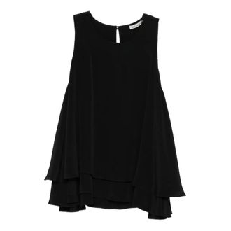 Ami Sleeveless Tops, female, Black, Size: XS Ruffled Sleeveless Top