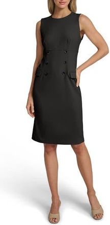 Calvin Klein Button Sheath Dress in Black at Nordstrom Rack, Size 14