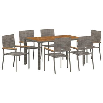 vidaXL Conjunto De Comedor De Jard&iacute;n 7 Pcs Gris Rat&aacute;n Sint&eacute;tico Vidaxl