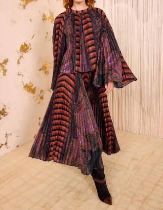 Ulla Johnson Ella Pleated Bell Long Sleeve Blouse In Amethyst
