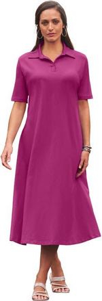 Jessica London Notch Neck Midi Dress in Raspberry at Nordstrom, Size Small