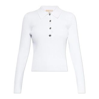 Michael Kors Polo Shirts, female, White, Size: XS Long Sleeve Polo