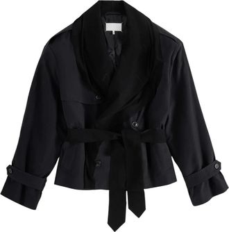 Maison Margiela Korte gedrapeerde trenchcoat - Dames - Mantels - Zwart - Maat: XS Polyamide