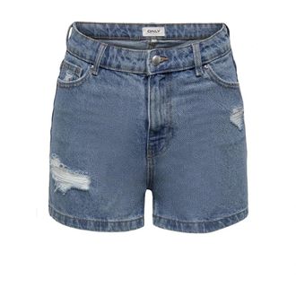 Only Stijlvolle Casual Shirt voor Mannen - Dames - Denim shorts - Blauw - S - Katoen - Korte Broeken
