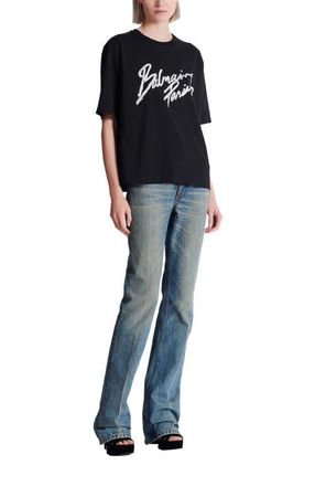 Balmain Boxy T-shirt with Balmain Paris Brush print in Black at Nordstrom, Size X-Small