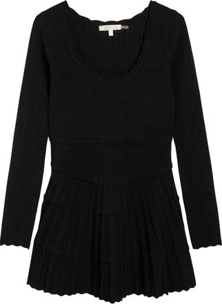 LoveShackFancy scalloped tiered dress - Black