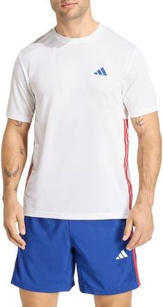 adidas Workout Essentials Climacool 3-Stripes T-Shirt in White/Better Scarlet at Nordstrom Rack, Size Xx-Large