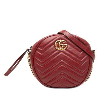 Gucci Pre-owned Gucci Mini GG Marmont Matelasse Leather Round Crossbody Ladies QNIOSQPIOZ4FW2YF