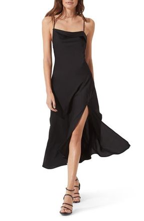 ASTR the Label Cowl Slip Midi Dress in Black at Nordstrom, Size X-Large