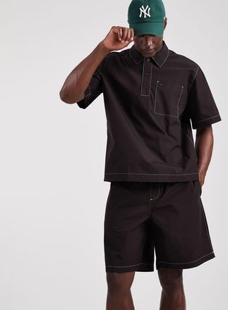 Lacoste Pantaloncini stile resort marroni in coordinato-Marrone