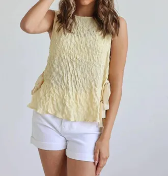 Merci Soleil Side-Tie Crinkle Tank In Yellow