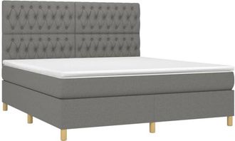 vidaXL Vidaxl - Cama Box Spring Colch&oacute;n Y Luces Led Tela Gris Oscuro 180x200 Cm
