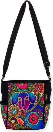 Laurel Burch Astra Bleu Pup Crossbody Bag - Artistic Dog Print Purse with Adjustable Strap, Compact