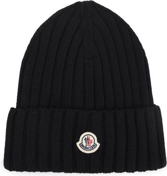 Moncler Black Virgin Wool Hat-Donna