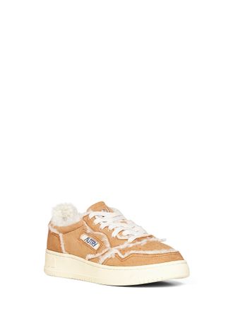 Autry Womens Sneakers Medalist Low Cognac Suede Brown Sheep Trainers