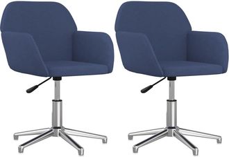 vidaXL Sillas De Comedor Giratorias 2 Unidades Tela Azul Vidaxl