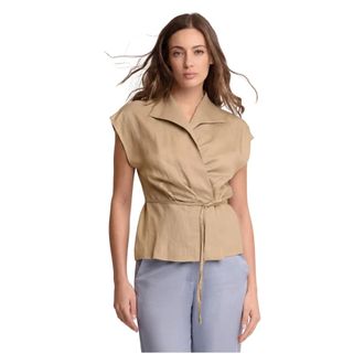 Kocca Blouses, female, Beige, Size: L Professional Wrap Around Top