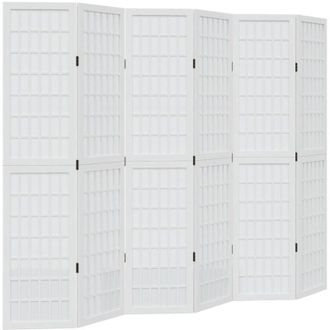 vidaXL Vidaxl - Biombo Separador De 6 Paneles Madera Maciza Paulownia Blanco