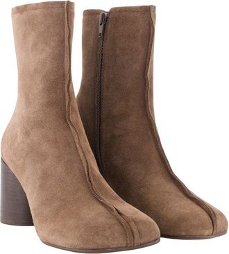 Maison Margiela Womens Block-Heel Suede Ankle Boot Brown Calfskin