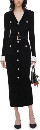 Self Portrait Black Chenille Knit Midi Dress