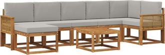 vidaXL Conjunto De Sof&aacute;s De Exterior 8 Uds. Natural Y Gris Claro Vidaxl