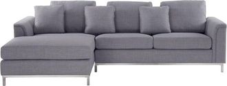 Beliani Beliani - Sof&aacute; Esquinero Tapizado En Tela Gris En Forma De L Versi&oacute;n Derecha Oslo