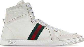 Gucci White Leather Stretch Sneakers