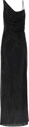 Self Portrait Black Rhinestone Draped Maxi Dress