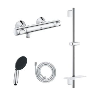 GROHE Conjunto Mezclador Termost&aacute;tico De Ducha Grohe Quickfix Precision Flow + Teleducha Vitalio Start 110 + Barra Quickfix + Flexible