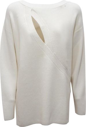 Elisabetta Franchi Mk-51S-51E2 Trui - Dames - Ronde hals truien - Wit - S - Truien & Vesten
