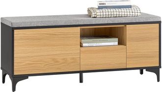 SoBuy Banco Zapatero con 4 Estantes 1 Compartimento 1 Cajon y 2 Puertas Entrada Recibidor con Cojín Acolchado de Asiento 110 x 35 x 44 cm FSR175-N Sobuy es