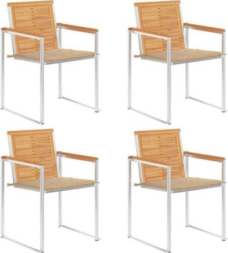 vidaXL Vidaxl - Sillas De Jard&iacute;n 4 Unidades Con Cojines Madera Maciza Teca