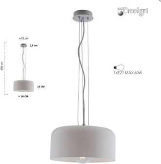 Fan Europe Sospensione Gibus Bianca 1Xe27 30X15Cm Fan Europe