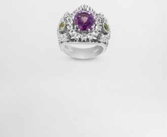 Dolce & Gabbana Eleganza Ring 18-carat White Gold, Amethyst, Peridots, And Sapphires - Woman Rings White 48