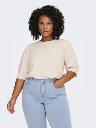 Only Carmakoma Strickpullover ONLY CARMAKOMA CARRICA LIFE 2/4 PULLOVER KNT NOOS, Damen, Gr. XL, birch detail:melange, Strick, Obermaterial: 93% Polyester, 4% Nylon, 