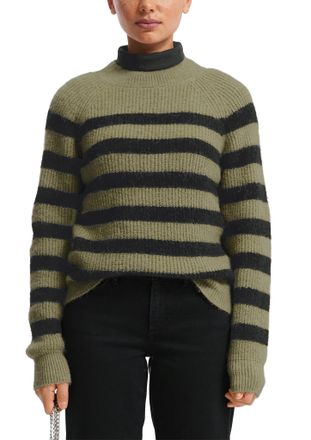 QS by s.Oliver Strickpullover QS, Damen, Gr. XXL, gr&uuml;n schwarz, Strick, Obermaterial: 85% Polyester, 13% Polyacryl, 2% Elasthan, gestreift, l&auml;ssig geschnitten h&uuml;ftbe