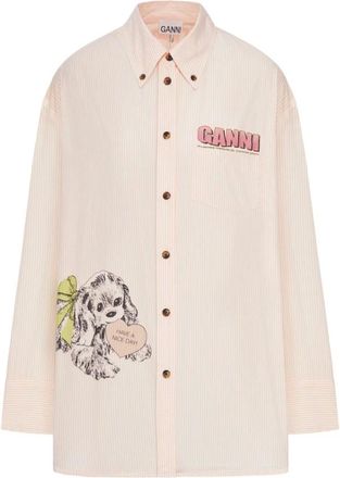 Ganni Overhemden, Dames, Roze, M, Roze Shirt voor Vrouwen