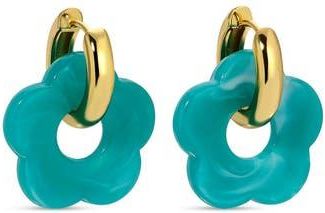 Eye Candy Los Angeles Resin Clover Drop Huggie Hoop Earrings in Gold at Nordstrom Rack