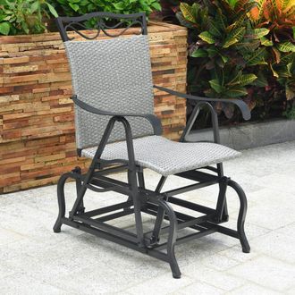 International Caravan Inc Valencia Resin Wicker/ Steel Glider Chair, Grey
