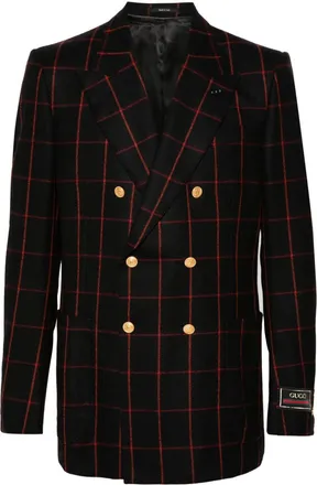 Gucci logo-patch blazer - men - Wool/Cupro/Polyester/Metallic Fibre - 48 - Black